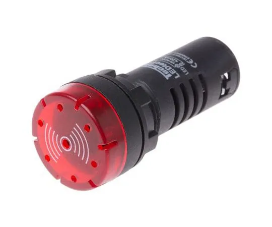63-8074-06　RS PRO Red LED Pilot Light Complete With Sounder, 22mm Cutout, IP30, Round, 12 V ac/dc, 20 mA　909-2553