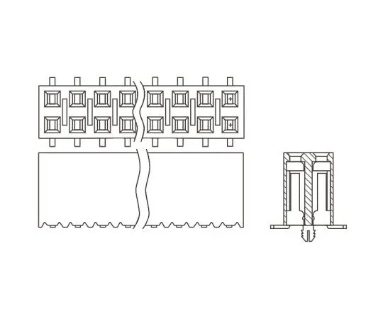63-8122-02　Samtec SSM Series 2.54mm Pitch 4 Way 2 Row Straight PCB Socket, Surface Mount, Solder Termination　SSM-102-L-DV