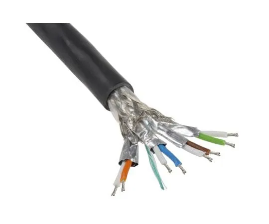 63-8077-04　Harting Black Elastomer, Electron Beam Cross Linked Cat7 Cable Tinned Copper Braid, 50m Unterminated/Unterminated　9456000693