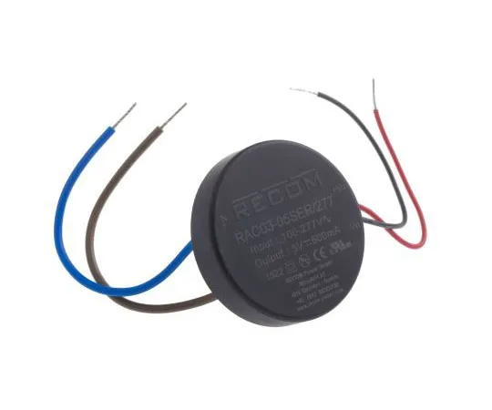 63-8070-46　Recom 3W 1 Output Embedded Switch Mode Power Supply SMPS, 600mA, 5V dc Encapsulated　RAC03-05SER/277