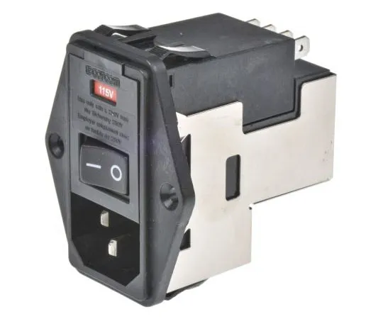 63-8057-31　Male C14 IEC Filter Flange Mount 5 x 20mm,Spade,Rated At 10A,120 V ac, 250 V ac Operating Frequency 50 Hz, 60 Hz　6609929-4