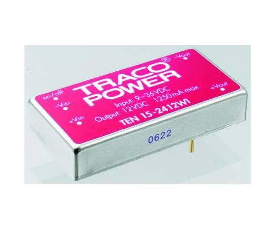 63-8303-47　TRACOPOWER TEN 15WI 15W Isolated DC-DC Converter Through Hole, Voltage in 18 → 75 V dc, Voltage out 12V dc　TEN 15-4812WI