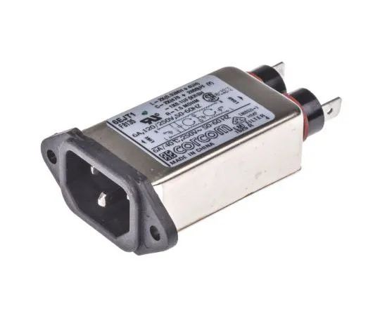 63-8057-11　Male C14 IEC Filter Flange Mount,Spade,Rated At 6A,250 V ac Operating Frequency 50 Hz, 60 Hz　2-6609006-3