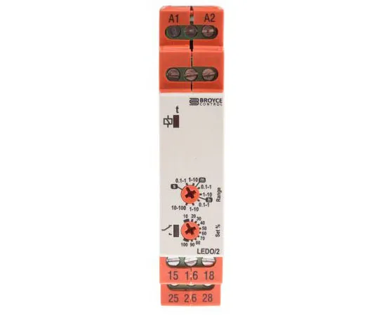63-8079-01　Broyce Control ON Delay Time Delay Relay, Screw, 0.1 s → 100 h, DPDT, 2 Contacts, DPDT, 12 → 230 V ac/dc　LEDO/2 12-230V AC/DC