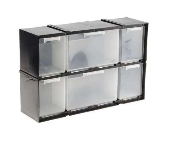 63-8074-24　RS PRO Black, Plastic 6 Drawer Storage Unit, 208mm x 90mm x 325mm　909-6996