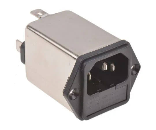 63-8057-16　Male C14 IEC Filter Flange Mount 5 x 20mm,Spade,Rated At 10A,250 V ac Operating Frequency 50/60Hz　3-1609115-3