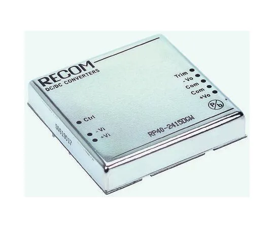 63-8303-30　Recom RP40 GW 40W Isolated DC-DC Converter Through Hole, Voltage in 18 → 75 V dc, Voltage out ±15V dc　RP40-4815DGW