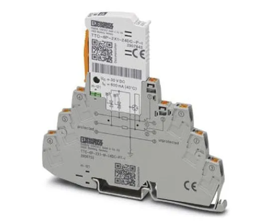 63-8442-24　Phoenix Contact TTC-6P-2X1-M-24DC-PT-I Series 30 V dc Maximum Voltage Rating 10 (Discharge)kA Maximum Surge Current　2906753