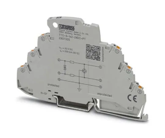63-8441-96　Phoenix Contact TTC-3-1X2-24DC-PT Series 30 V dc Maximum Voltage Rating 10 (Discharge)kA Maximum Surge Current Surge　2907325