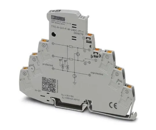 63-8442-17　Phoenix Contact TTC-6-2X1-F-M-24DC-PT-I Series 30 V dc Maximum Voltage Rating 10 (Discharge)kA Maximum Surge Current　2906776
