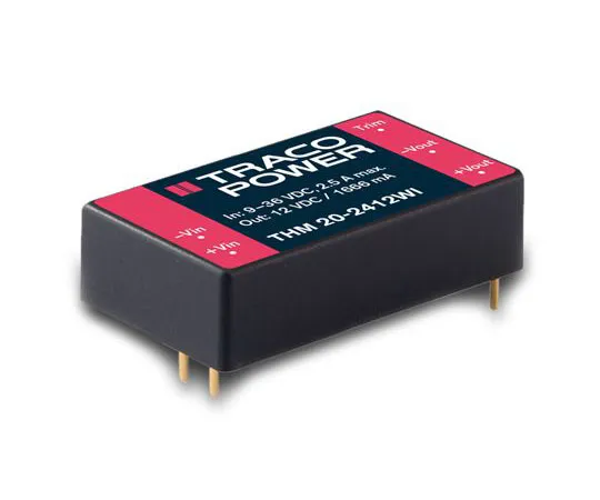 63-8423-59　TRACOPOWER THM 20 WI 20W Isolated DC-DC Converter PCB Mount, Voltage in 9 → 75 V dc, Voltage out 15V dc　THM 20-2413WI