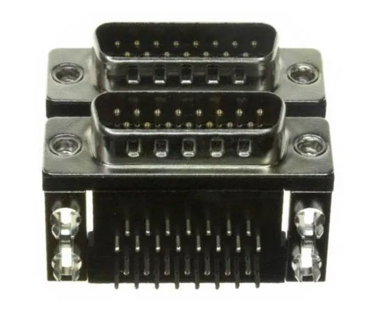 63-8431-27　Norcomp 189 Series, 15 Way Right Angle Stacked PCB D-Sub Connector Male/Male, 2.769mm Pitch, with 4-40 Hex Standoff,　189-015-613R571