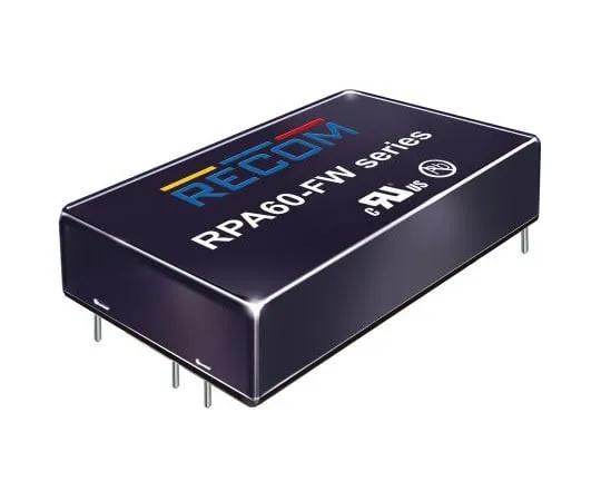 63-8385-92　Recom RPA60-FW 60W Isolated DC-DC Converter Through Hole, Voltage in 9 → 36 V dc, Voltage out 12V dc Railway　RPA60-2412SFW/P