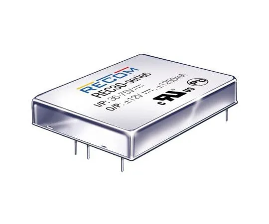 63-8344-23　Recom REC30-Z 30W Isolated DC-DC Converter Through Hole, Voltage in 18 → 75 V dc, Voltage out 12V dc　REC30-4812SZ