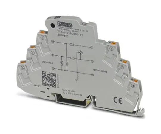 63-8442-11　Phoenix Contact TTC-6-2X1-24DC-PT Series 30 V dc Maximum Voltage Rating 10 (Discharge)kA Maximum Surge Current Surge　2906805