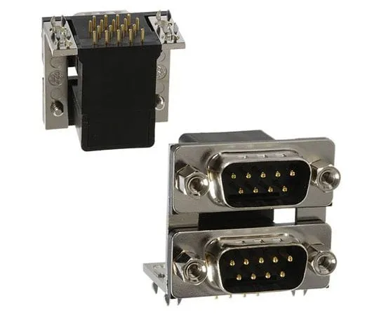 63-8431-19　Norcomp 189 Series, 9 Way Right Angle Stacked PCB D-Sub Connector Male/Male, 2.769mm Pitch, with 4-40 Hex Standoff,　189-009-613R491