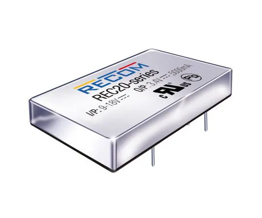 63-8344-06　Recom REC20 20W Isolated DC-DC Converter Through Hole, Voltage in 36 → 75 V dc, Voltage out 3.4V dc　REC20-483.4S